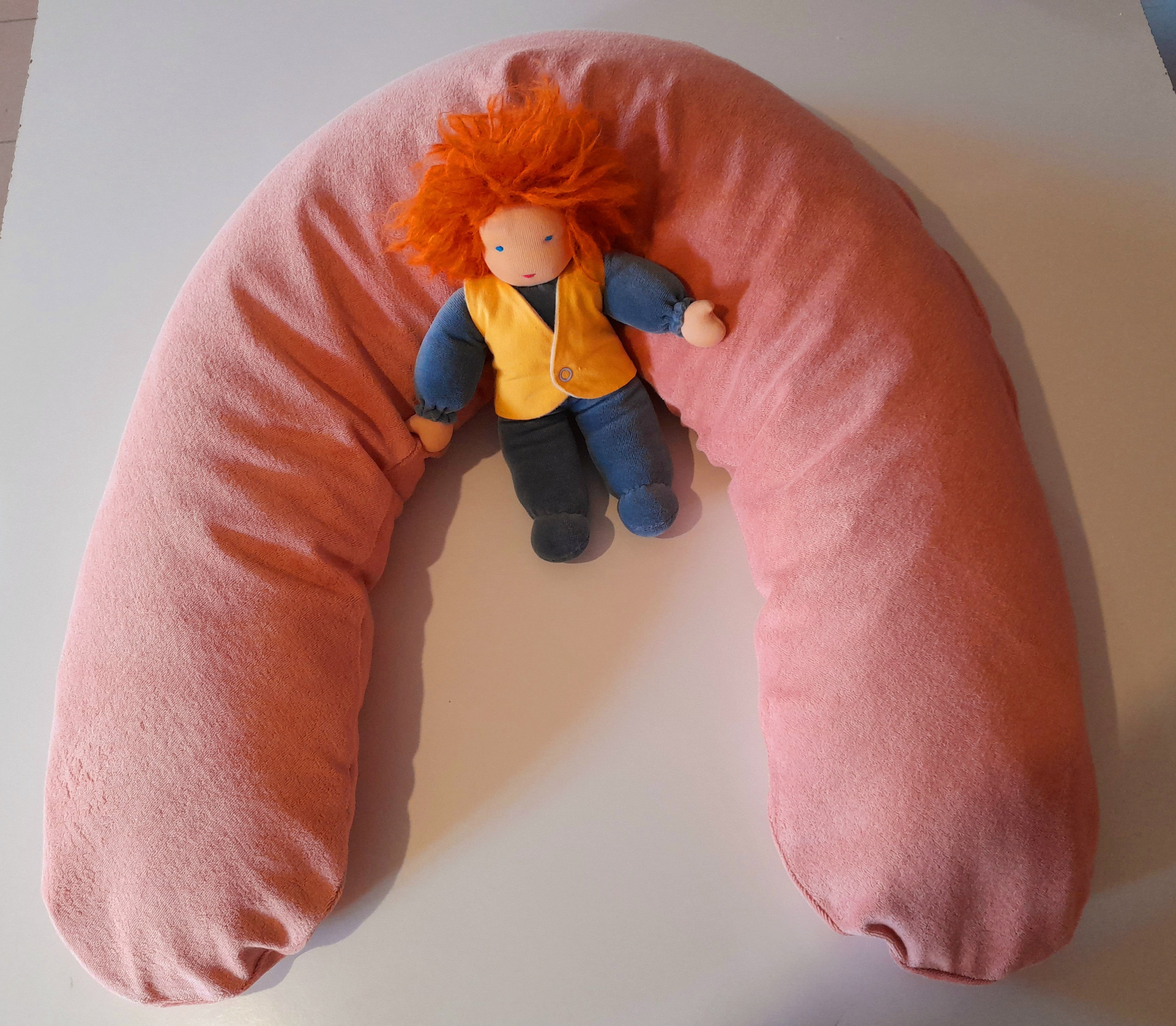 Taie rose pour coussin de maternit&eacute; en coton bio 